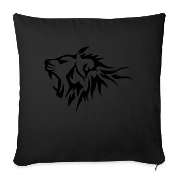 lion tribal tatouage dessin 14026 - Housse de coussin décorative 45 x 45 cm - noir - Devant