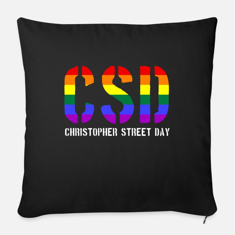 CSD - Christopher Street Day - Gay Pride - LGBT - Housse de coussin décorative 45 x 45 cm - noir
