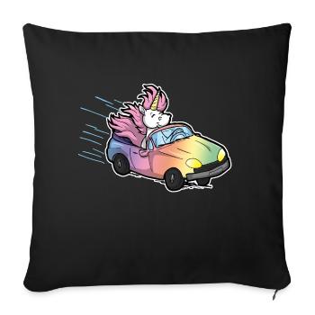 Funny Unicorn Car Gift Driver License Comic - Sofa pillowcase 17,3'' x 17,3'' (45 x 45 cm) - black - Front