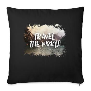 Travel The World - Housse de coussin décorative 45 x 45 cm - noir - Devant