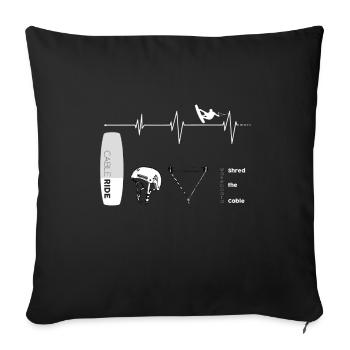 wakeboard LOVE - Sofa pillowcase 17,3'' x 17,3'' (45 x 45 cm) - black - Front