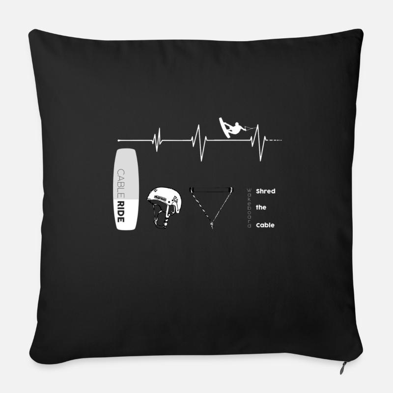wakeboard LOVE - Housse de coussin décorative 45 x 45 cm - noir
