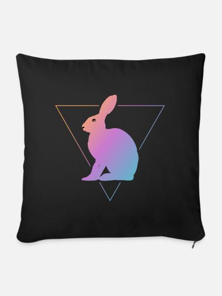 Feldhase Bunt - Sofakissenbezug 45 x 45 cm - Schwarz