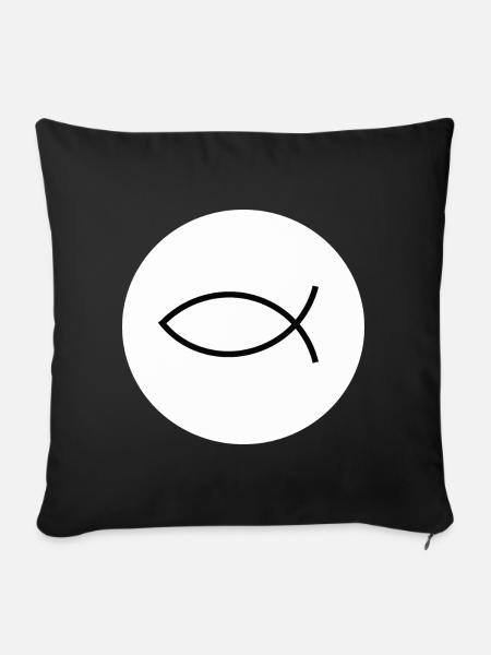 Gesù pesce nero bianco ichthys pesce pesce pesce - Pudebetræk 45 x 45 cm - sort