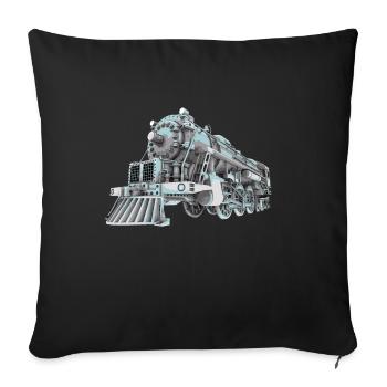 Locomotive, steam locomotive, railroad, train - Sofa pillowcase 17,3'' x 17,3'' (45 x 45 cm) - black - Front