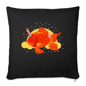 Licorne poisson rouge - Housse de coussin décorative 45 x 45 cm - noir - Devant