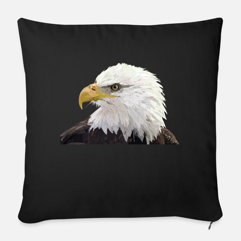 Pygargue à tête blanche - Housse de coussin décorative 45 x 45 cm - noir