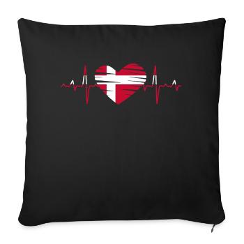 Denmark flag heartbeat EKG pulse heart - Sofa pillowcase 17,3'' x 17,3'' (45 x 45 cm) - black - Front