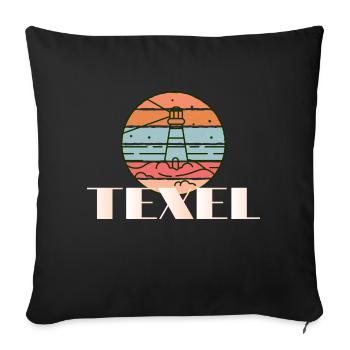 Idée cadeau Texel Vacation Vacation Holland North Sea - Housse de coussin décorative 45 x 45 cm - noir - Devant