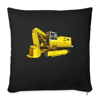 Yellow excavator, backhoe, industry - Sofa pillowcase 17,3'' x 17,3'' (45 x 45 cm) - black - Front