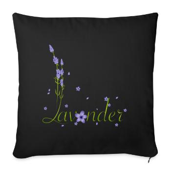 calligraphie délicate de lavande avec des fleurs de lavande - Housse de coussin décorative 45 x 45 cm - noir - Devant