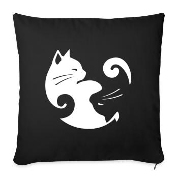 Yin Yang Cat Balance - Sofa pillowcase 17,3'' x 17,3'' (45 x 45 cm) - black - Front