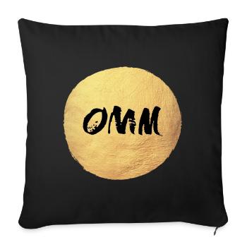 Cercle de Yoga Or om Méditation Inde Soleil Relax - Housse de coussin décorative 45 x 45 cm - noir - Devant