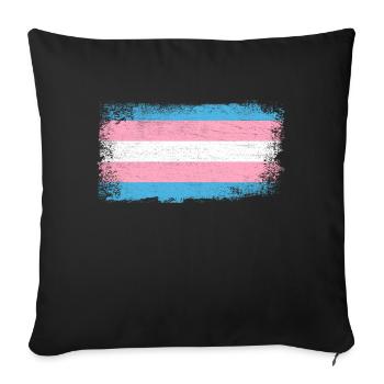 Transgender Flag - Sofa pillowcase 17,3'' x 17,3'' (45 x 45 cm) - black - Front