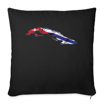 Drapeau de Cuba sur la carte de Cuba - Housse de coussin décorative 45 x 45 cm - noir - Devant