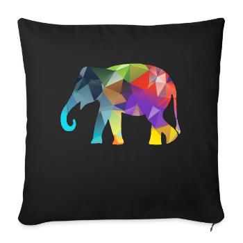 Poly Elefant - Sofakissenbezug 45 x 45 cm - Schwarz - Vorne