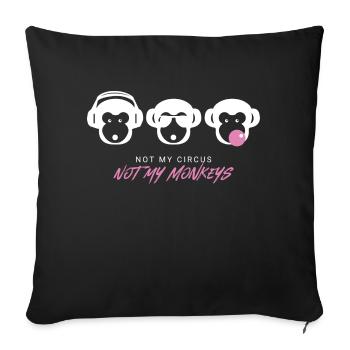 Muniax Monkeys Pink Weiß - Sofakissenbezug 45 x 45 cm - Schwarz - Vorne