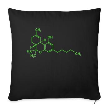 Tetrahydrocannabinol THC molécule - Housse de coussin décorative 45 x 45 cm - noir - Devant