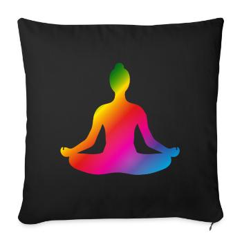 lumineux coloré yoga position silhouette - Housse de coussin décorative 45 x 45 cm - noir - Devant