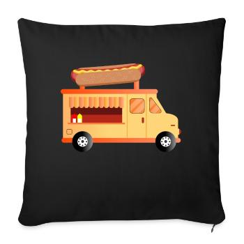 Simple food truck hot dog Illustration - Sofa pillowcase 17,3'' x 17,3'' (45 x 45 cm) - black - Front
