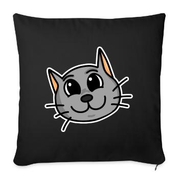 Cute cat head - Sofa pillowcase 17,3'' x 17,3'' (45 x 45 cm) - black - Front