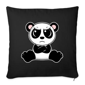 Niedlicher Panda ist genervt - Sofakissenbezug 45 x 45 cm - Schwarz - Vorne