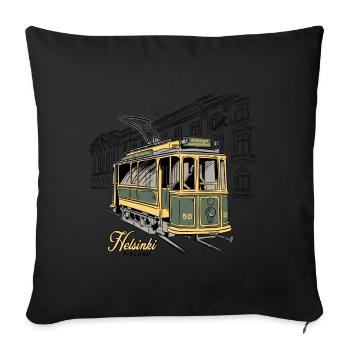 Helsinki Old Tram, Textiles, products - Sofa pillowcase 17,3'' x 17,3'' (45 x 45 cm) - black - Front