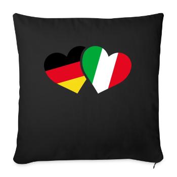 Germany Italy Flag Heart Love - Sofa pillowcase 17,3'' x 17,3'' (45 x 45 cm) - black - Front