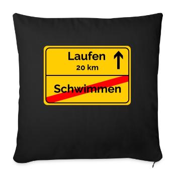 Ortsschild Schwimmen Laufen Sprintdistanz - Sofakissenbezug 45 x 45 cm - Schwarz - Vorne