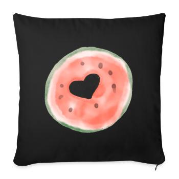 Melone Herz - Sofakissenbezug 45 x 45 cm - Schwarz - Vorne