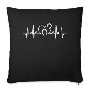 Chevaux Cheval Cheval Cavalier Battement de coeur - Housse de coussin décorative 45 x 45 cm - noir - Devant