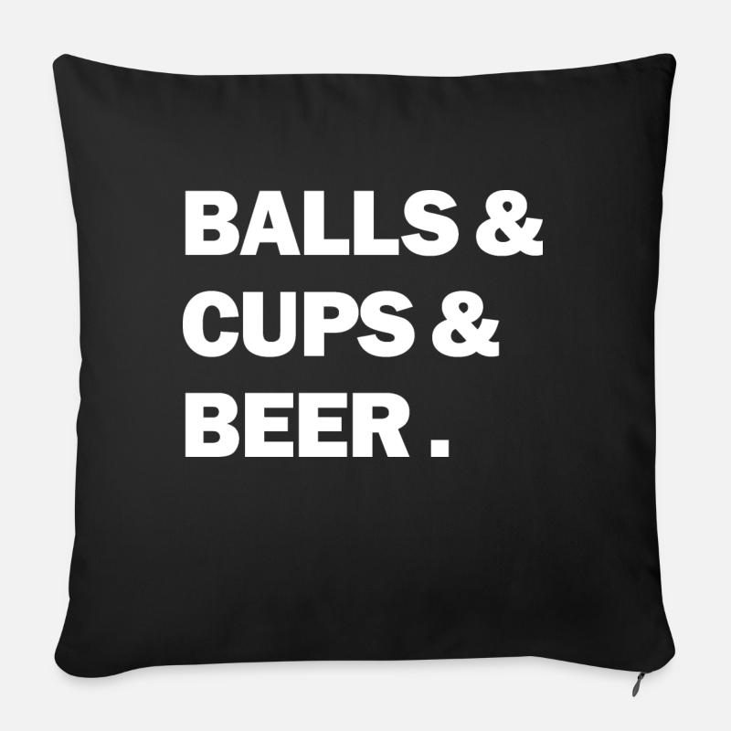 Bälle und Becher und Bier Bierpong Bier-Pong - Sofakissenbezug 45 x 45 cm - Schwarz