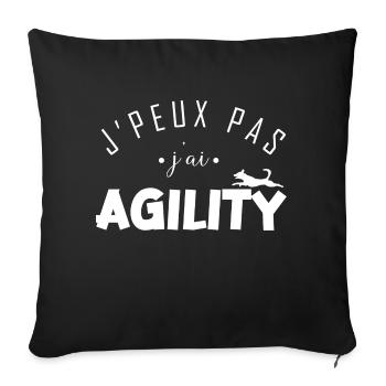 j peux pas j ai agility - idée cadeau sport canin - Housse de coussin décorative 45 x 45 cm - noir - Devant
