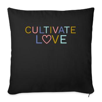 Cultiver l’amour Citation | Mots inspirants - Housse de coussin décorative 45 x 45 cm - noir - Devant