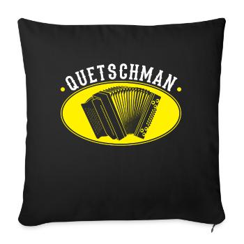 Quetschman, Steirische Harmonika Quetschn - Sofakissenbezug 45 x 45 cm - Schwarz - Vorne