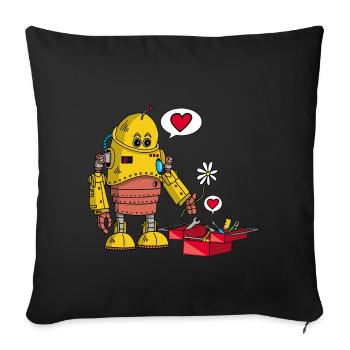 Robot in love - Sofa pillowcase 17,3'' x 17,3'' (45 x 45 cm) - black - Front