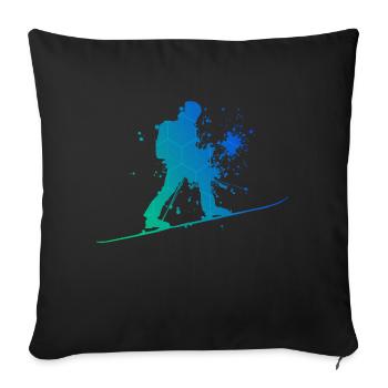 Ski de randonnée pour hommes Ski Alpinisme - Housse de coussin décorative 45 x 45 cm - noir - Devant
