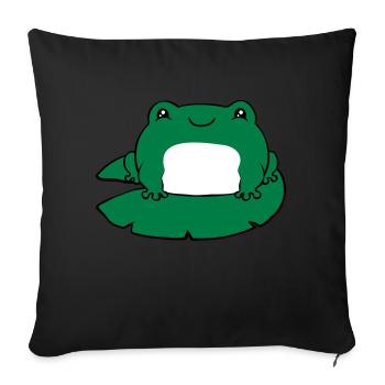 Frog on water lily - Sofa pillowcase 17,3'' x 17,3'' (45 x 45 cm) - black - Front