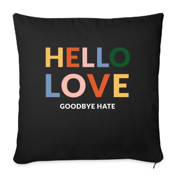 bonjour amour au revoir haine - Housse de coussin décorative 45 x 45 cm - noir - Devant