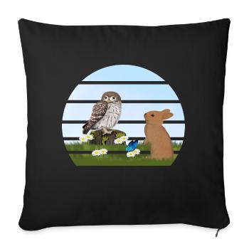 Owl Bird Rabbit Easter Spring Easter - Sofa pillowcase 17,3'' x 17,3'' (45 x 45 cm) - black - Front