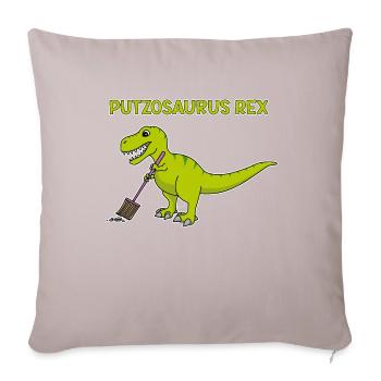 T-Rex Broom Cleaning Putzosaurus - Sofa pillowcase 17,3'' x 17,3'' (45 x 45 cm) - light taupe - Front
