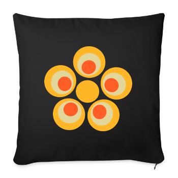 70s Flower Pattern - Sofa pillowcase 17,3'' x 17,3'' (45 x 45 cm) - black - Front