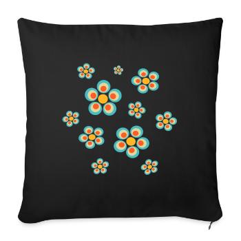 Flower Light Blue Blue Flower Flowers Blue Red Hippie - Sofa pillowcase 17,3'' x 17,3'' (45 x 45 cm) - black - Front