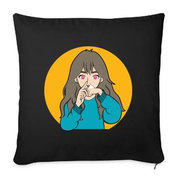 COCAINE SNIFFING ANIME GIRL - Sofa pillowcase 17,3'' x 17,3'' (45 x 45 cm) - black - Front