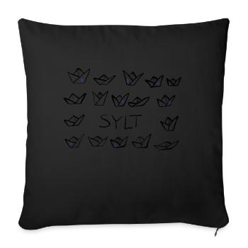 Navires en papier avec ancres Sur l’île de Sylt - Housse de coussin décorative 45 x 45 cm - noir - Devant