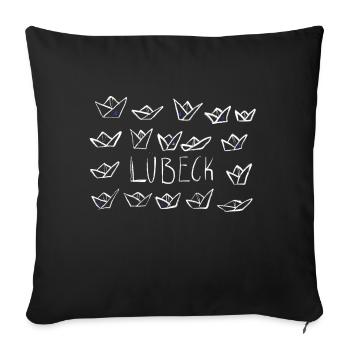 Paper ships anchored in Lübeck - Sofa pillowcase 17,3'' x 17,3'' (45 x 45 cm) - black - Front