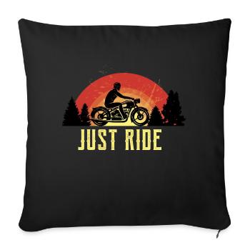 Il suffit de rouler en disant coucher de soleil sur la moto - Housse de coussin décorative 45 x 45 cm - noir - Devant