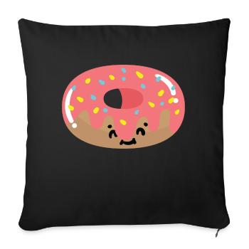 Beignet kawaii - Housse de coussin décorative 45 x 45 cm - noir - Devant