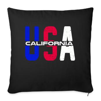 Usa California Vintage fier citoyen américain - Housse de coussin décorative 45 x 45 cm - noir - Devant