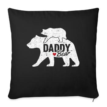 Homme Papa Ours Vintage Papa Fête des Pères Rétro - Housse de coussin décorative 45 x 45 cm - noir - Devant